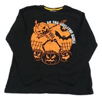 Černé triko s dýněmi a kostrou Destination