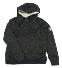 Černá melírovaná pletená mikina s kapucí Superdry