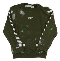 Khaki skvrnitá mikina s nápisem