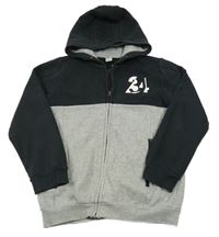 Černo-šedá propínací mikina s číslem a kapucí Tu