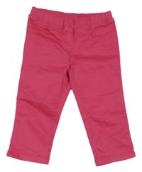 Fuchsiové plátěné elastické capri kalhoty Topolino