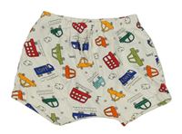 Smetanové bavlněné kraťasy s auty