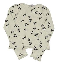 Smetanové květované žebrované crop triko Page One Young