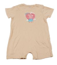 Světleoranžový bavlněný kraťasový overal s Peppou