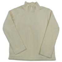 Krémová žebrovaná fleecová mikina se stojáčkem Uniqlo