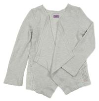 Světlešedý třpytivý lehký svetrový cardigan s krajkou F&F