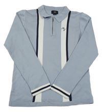 Světlemodrý lehký polo svetr s pruhy River Island