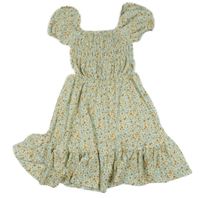 Béžové květované šaty s průstřihy C&A