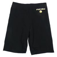 Černé elastické kraťasy s nápisem a smajlíkem H&M