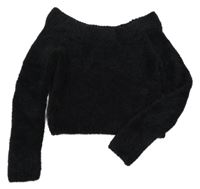 Černý chlupatý crop svetr New Look