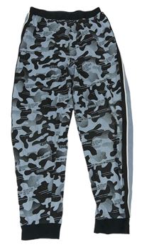 Černo-světlemodré vzorované pyžamové kalhoty Next