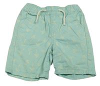 Mintové plátěné kraťasy s palmami zn. Primark