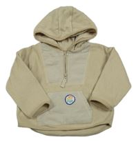 Světlebéžová fleecová mikina s nášivkou a kapucí M&S