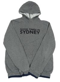 Šedá melírovaná mikina s nápisem a kapucí S. Oliver