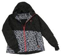 Černo-šedá leopardí šusťáková funkční lyžařská bunda s kapucí Crivit