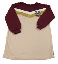 Světlerůžovo-vínové teplákové šaty s pruhy - Harry Potter H&M