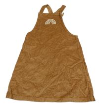 Hnědé manšestrové šaty s duhou 