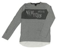 Šedé melírované triko s nápisem Chapter young