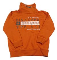 Cihlová mikina s nápisem a komínovým límcem Yigga