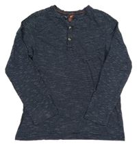 Tmavomodré pruhované triko H&M