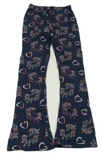 Tmavomodré flare legíny s jednorožci kids