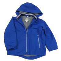 Safírová šusťáková jarní bunda s kapucí 