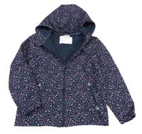 Tmavomodrá květovaná softshellová bunda s kapucí