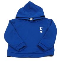 Modrá mikina s písmenem a kapucí shein