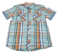 Světlemodro-oranžová kostkovaná košile Yigga