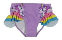 Fialovo-barevné plavkové kalhotky s jednorožci a volánky Shein