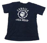 Tmavomodré tričko s potiskem 