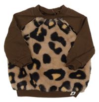 Hnědá kožešinová leopardí mikina Next