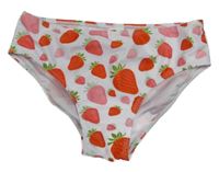 Bílo-červené plavkové kalhotky s jahodami 