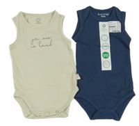 Nové - 2x body - smetanové s nápisem + tmavomodré 