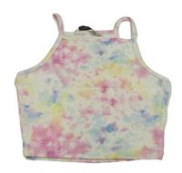Bílo-barevný batikovaný žebrovaný crop top George