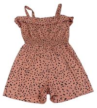 Růžovo-černý puntíkatý kraťasový overal Primark