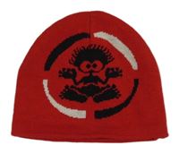 Červeno-černo-bílá čepice s příšerkou 