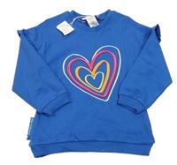 Nové - Tmavomodrá mikina se srdcem a volánky 