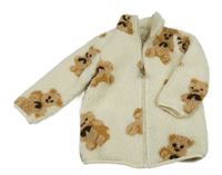 Smetanová huňatá podšiá bunda s medvídky a Pep&Co