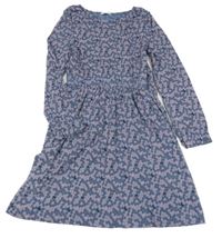 Modro-černo-fialové květované šaty Fat Face