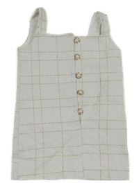 Bílo-zlaté kostkované šaty s gombíky Shein