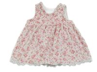 Bílo-růžové květované sametové laclové šaty Nutmeg