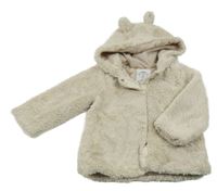 Béžový kožešinový podšitý kabát s kapucí Primark