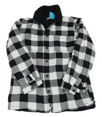 Černo-bílá kostkovaná zateplená košilová bunda Primark