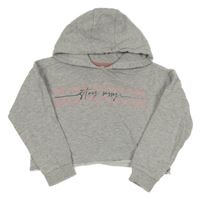 Světlešedá crop mikina s nápisem a kapucí Matalan