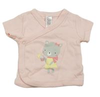 Světlerůžové zavinovací tričko s kočičkou C&A