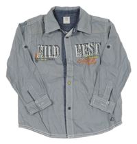 Modro-bílá pruhovaná košile s nápisy S. Oliver