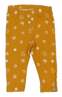 Medovo-bílé puntíkaté legíny se zvířátky Liegelind