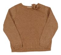 Broskvový třpytivý svetr s 3D mašlí H&M