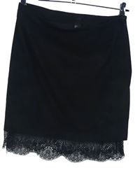 Dámská černá semišová sukně s krajkou H&M